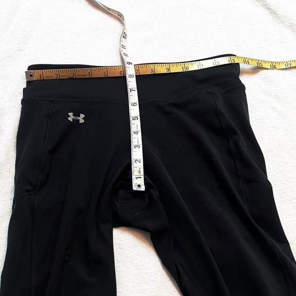 Under Armour Capri Leggings Heat Gear Black Blue Small Pull On Athletic Stretchy - Picture 5 of 8